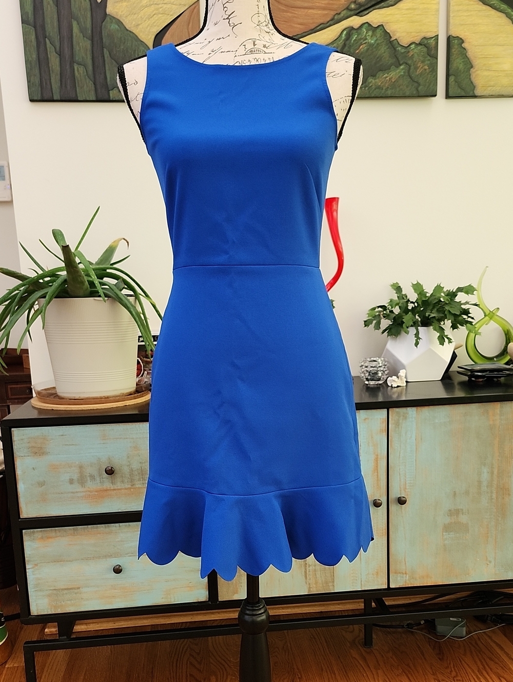J. Crew Royal Blue Sleeveless Scallop-Hem Mini Dress - NWT